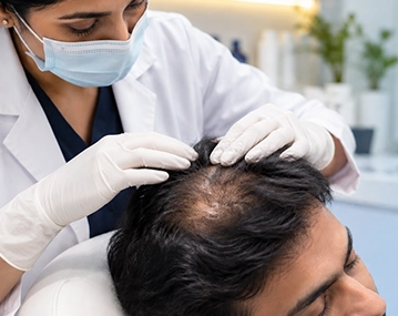 Indian patient consulting for advanced hair regrowth