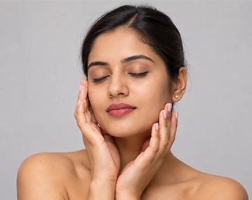 Indian woman receiving face PRP treatment