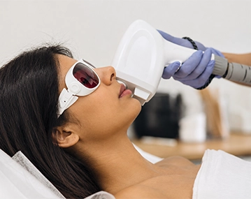 Indian woman receiving laser hair reduction